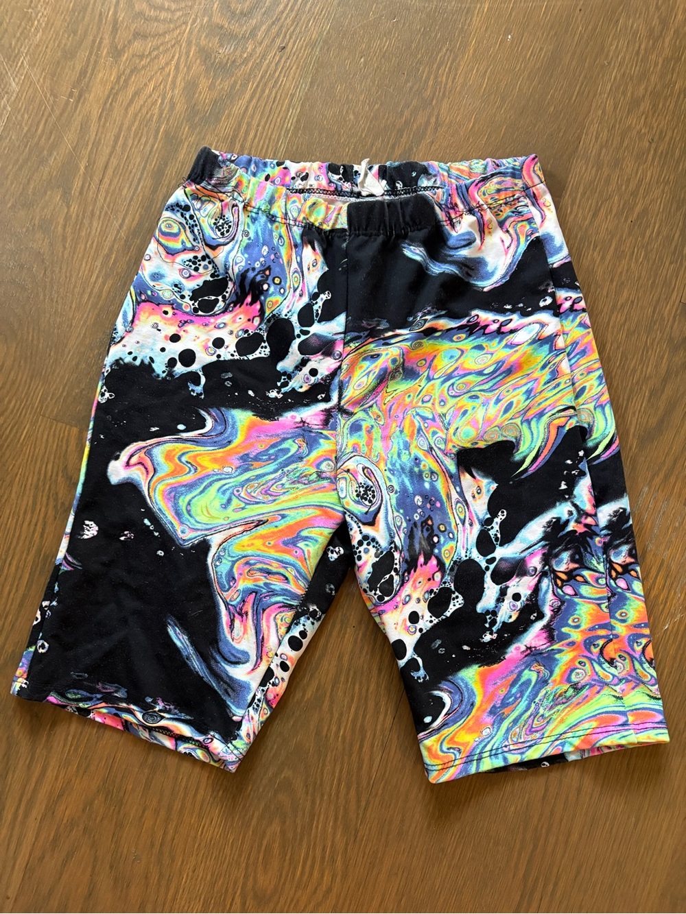 Colorful Psychedelic Marble Print Biker Shorts - iheartraves